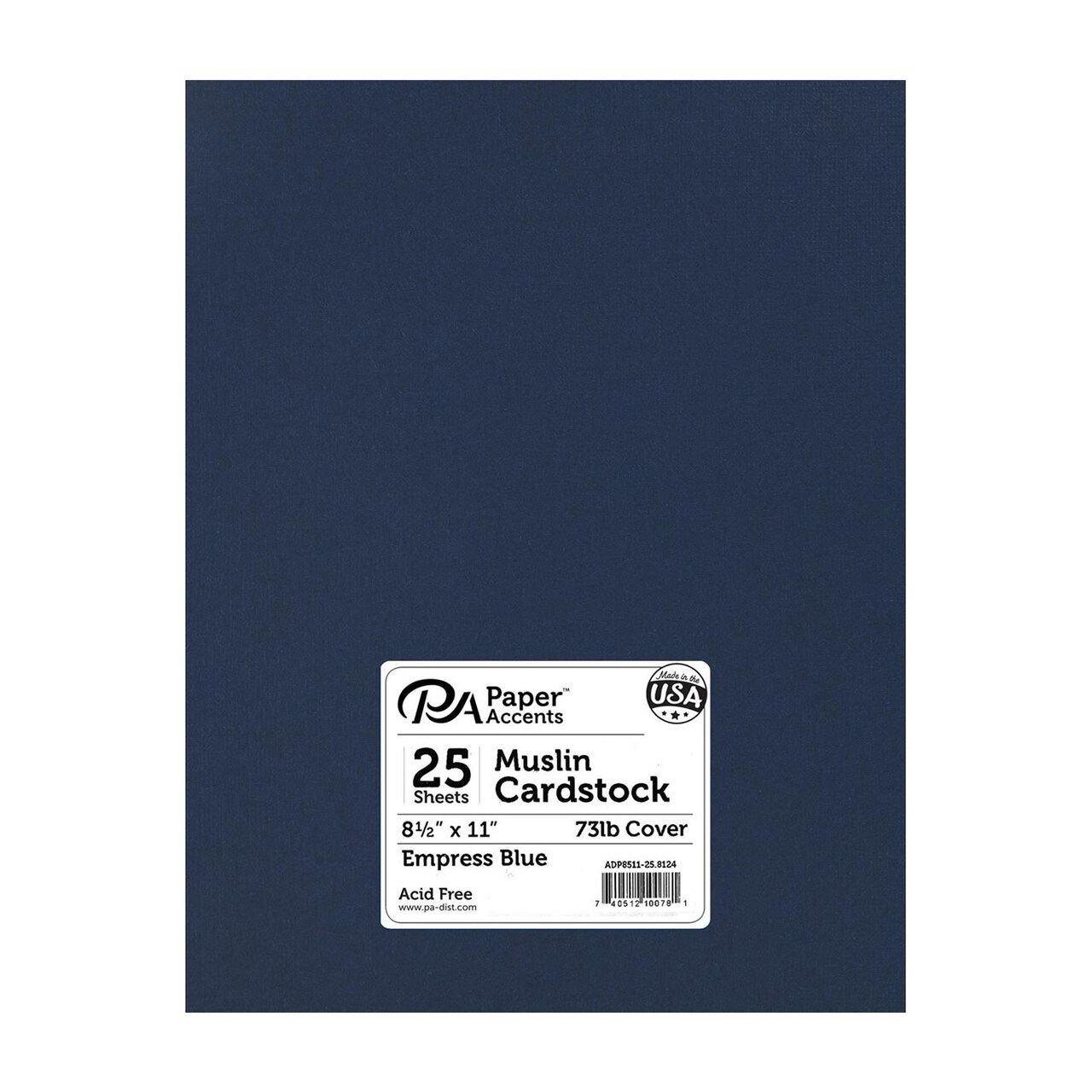 PA Paper Accents Textured Cardstock 8.5" x 11" Empress Blue, 73lb colored cardstock paper for card making, scrapbooking, printing, quilling and crafts, 25 piece pack